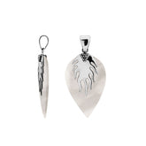 Handcrafted Sterling Silver Mother Of Pearl Leaf Flame Heritage Elegance Pendant.